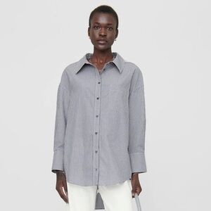 ANINE BING Mika shirt in white and grey stripes. Size S
